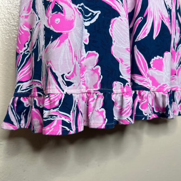 Lilly Pulitzer Jessalynne Romper XS Navy Flamingo Ruffle Wrap Summer Floral Pink - Picture 8 of 12